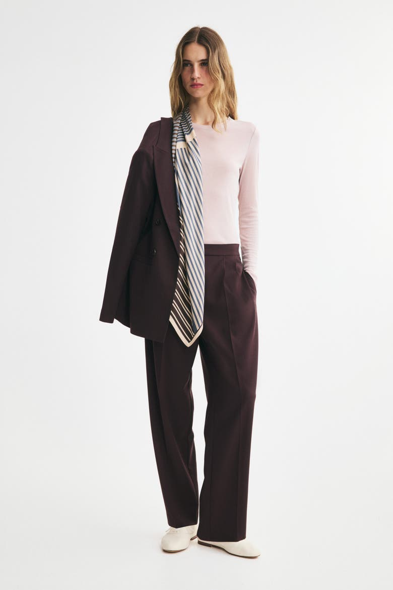 Pleated Tab-detail Pants, Alternate, color, Dark brown