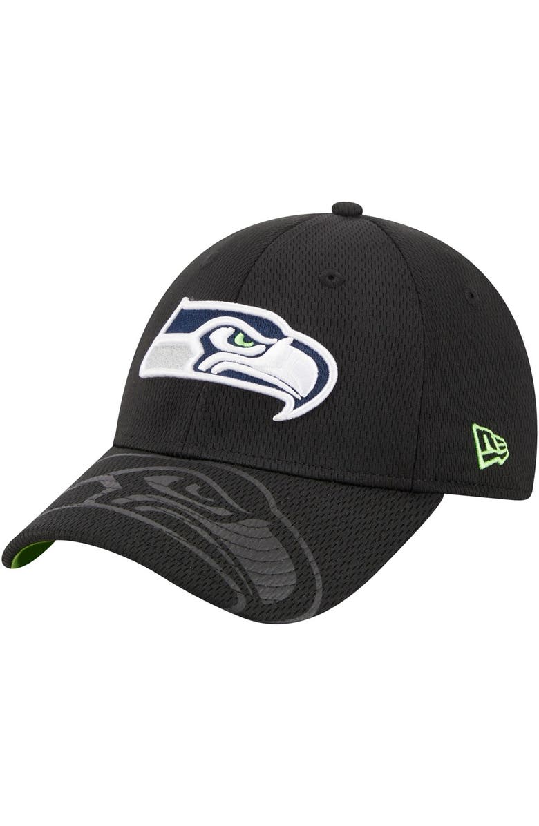 New Era Men's New Era Black Seattle Seahawks Top Visor 9FORTY Adjustable Hat, Main, color,
