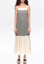 Bimba y Lola A-line Two-Material Midi Dress