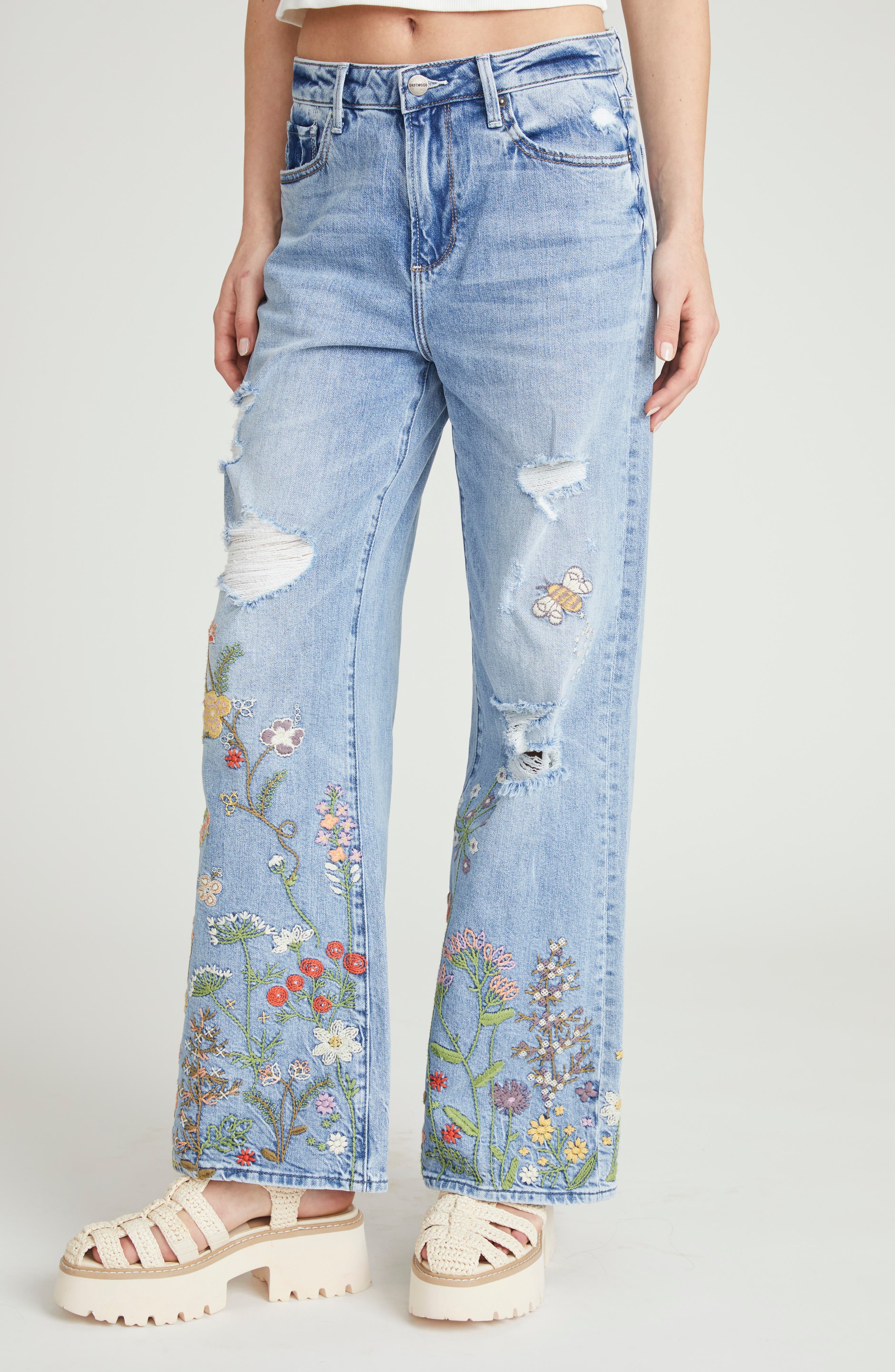 Marlena Distressed Wide Leg Jeans