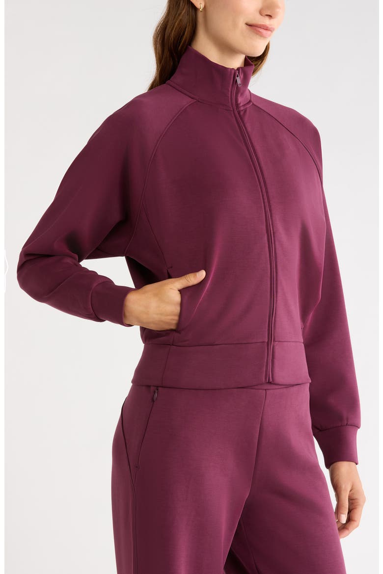 Cozy Luxe Track Jacket, Alternate, color, BURGUNDY STEM