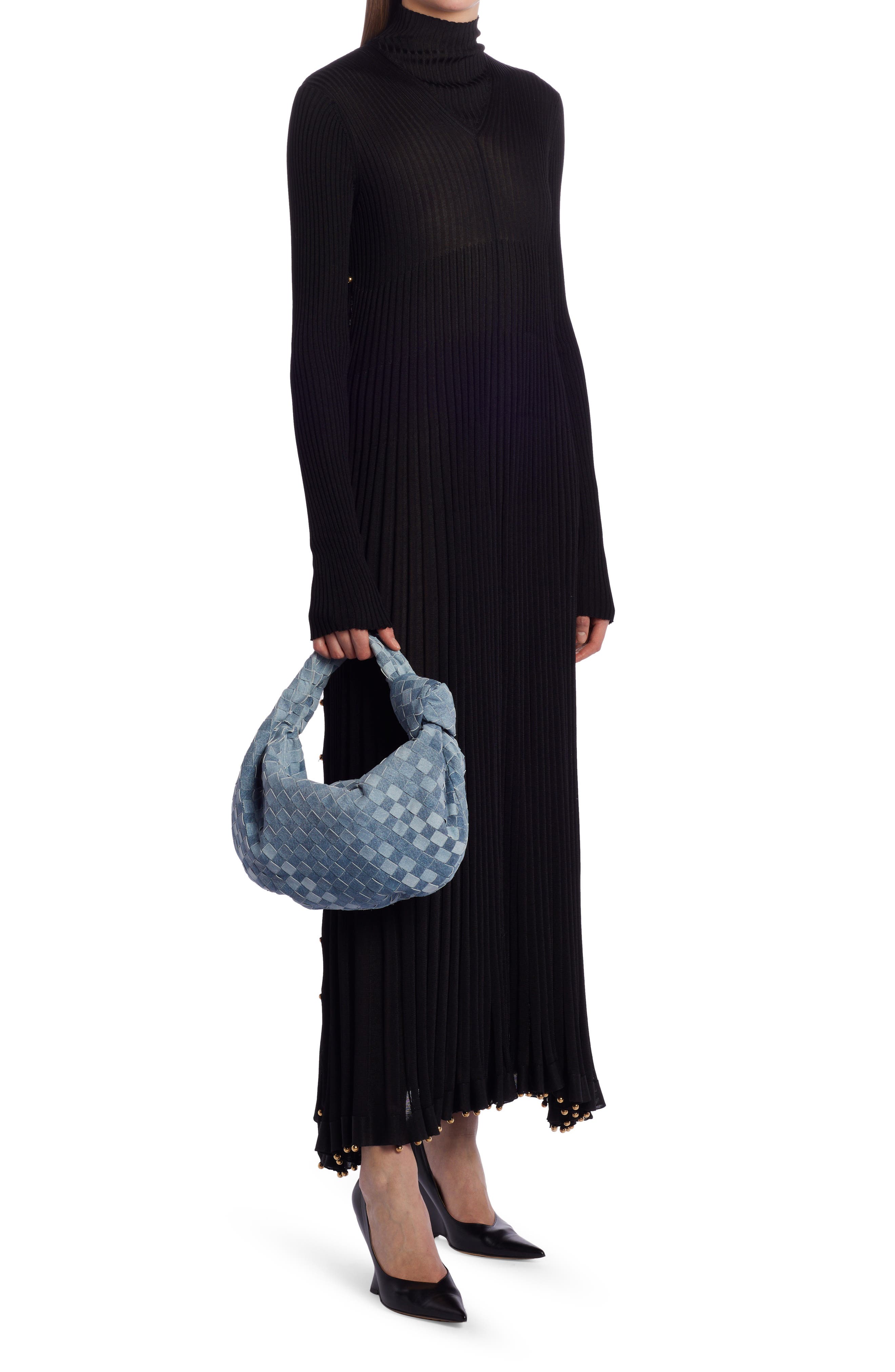 Bottega Veneta Teen Jodie Intrecciato Denim Print Leather Hobo, Alternate, color, 