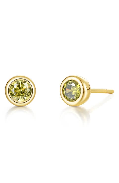 Bezel Simulated Birthstone Stud Earrings