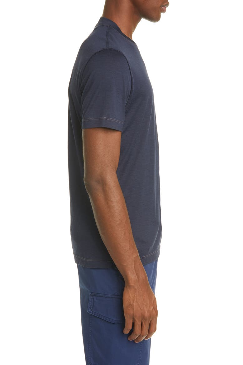 Silk & Cotton Crewneck T-Shirt, Alternate, color, BLUE