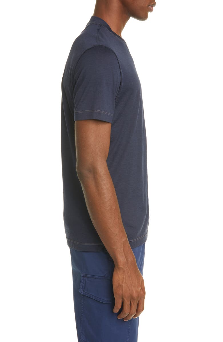 Brunello Cucinelli Silk & Cotton Crewneck T-Shirt, Alternate, color, 