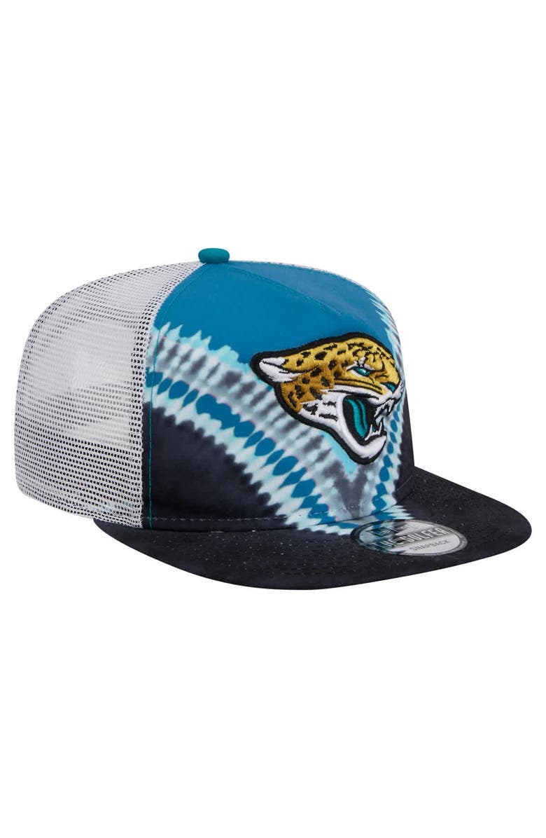New Era Men's New Era Teal/Black Jacksonville Jaguars Throwback Dye Golfer Snapback Hat, Alternate, color, Teal