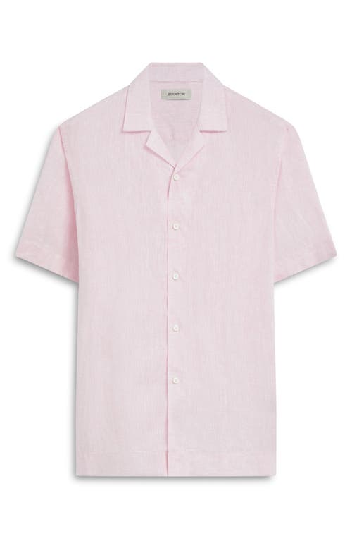 Bugatchi Linen Camp Shirt In Pink