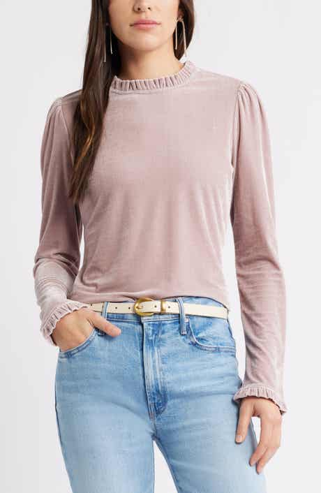 Caslon® Velour Ruffle Neck Top