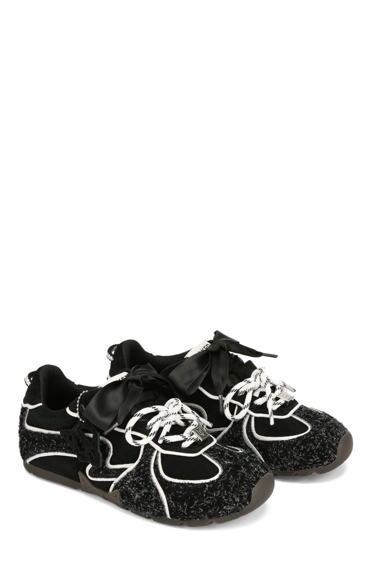 Adored Hairy Suede Sneaker, Alternate, color, Black Hairy Suede