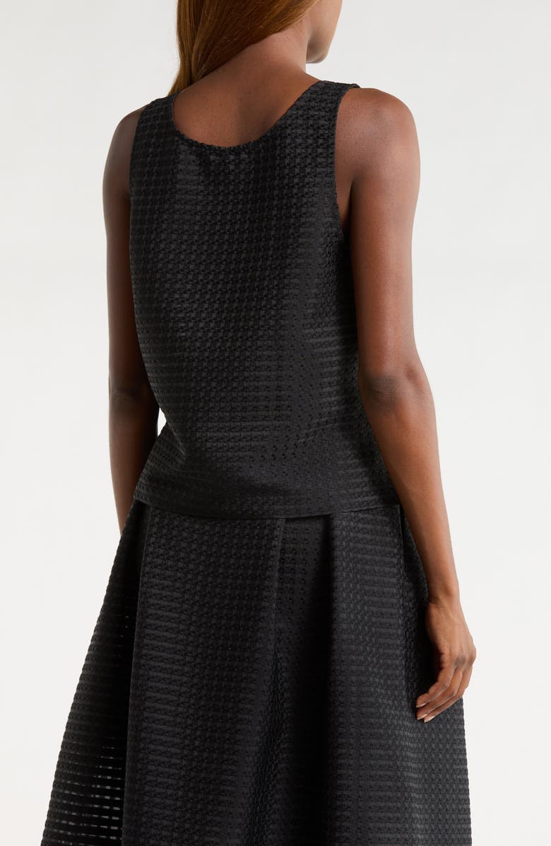 Emporio Armani Vichy 3D Jacquard Crop Top, Alternate, color, Solid Black