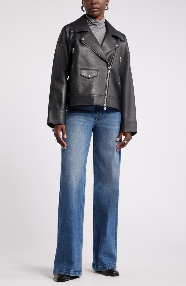 Nordstrom Leather Moto Jacket, Alternate, color, 