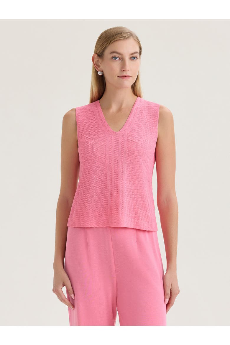 V-Neck Tonal Pointelle Knit Tank, Alternate, color, Pink