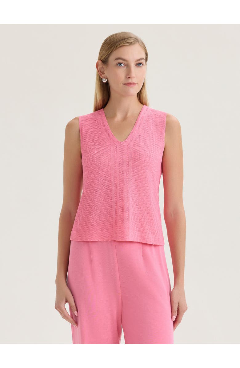 Misook V-Neck Tonal Pointelle Knit Tank, Main, color, Pink