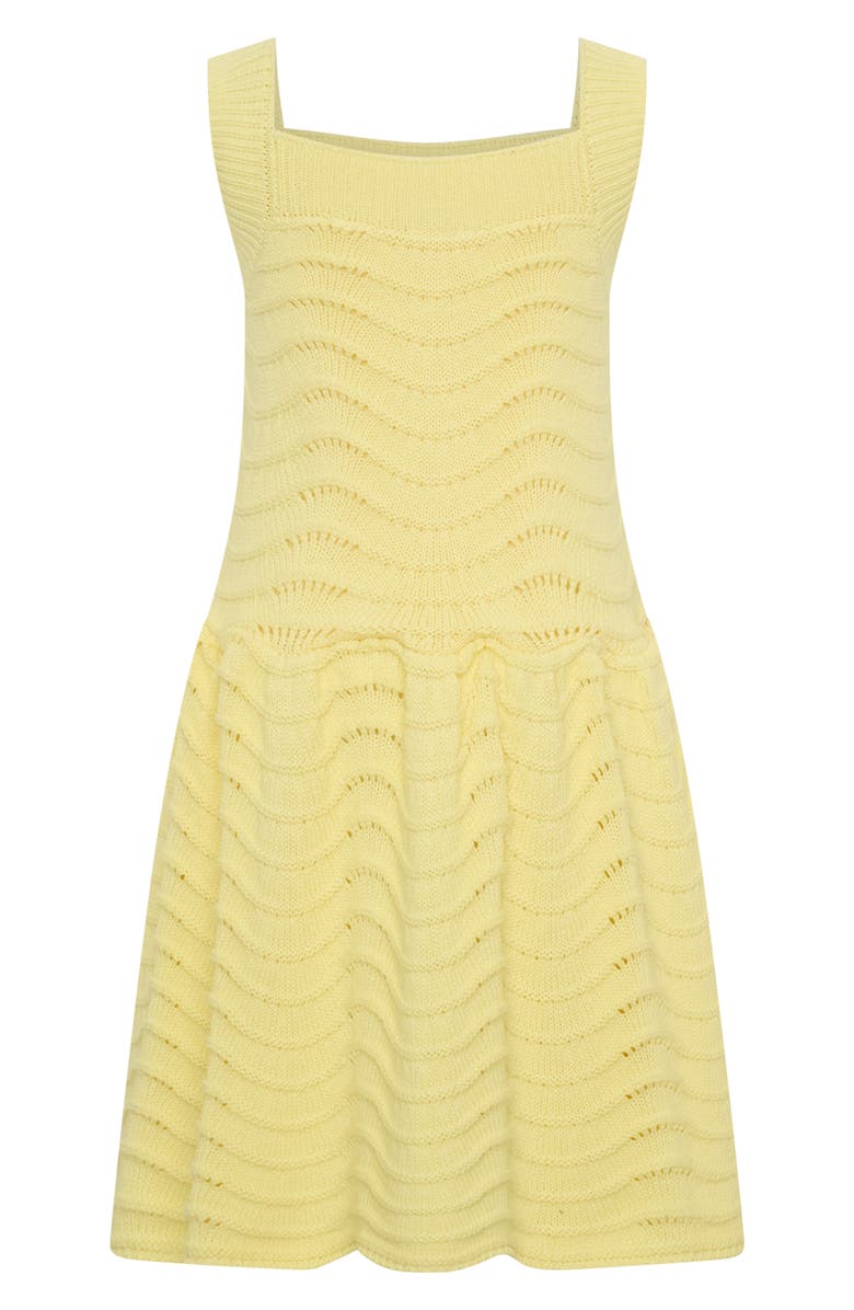 TINY TRIBE Kids' Open Stitch Cotton Sleeveless Sweater Dress, Alternate, color, Yellow