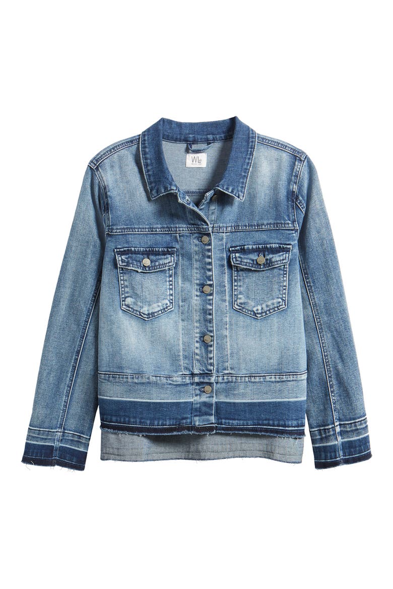 Step Up Raw Hem Denim Jacket, Alternate, color, CHILL BLUE LIGHT