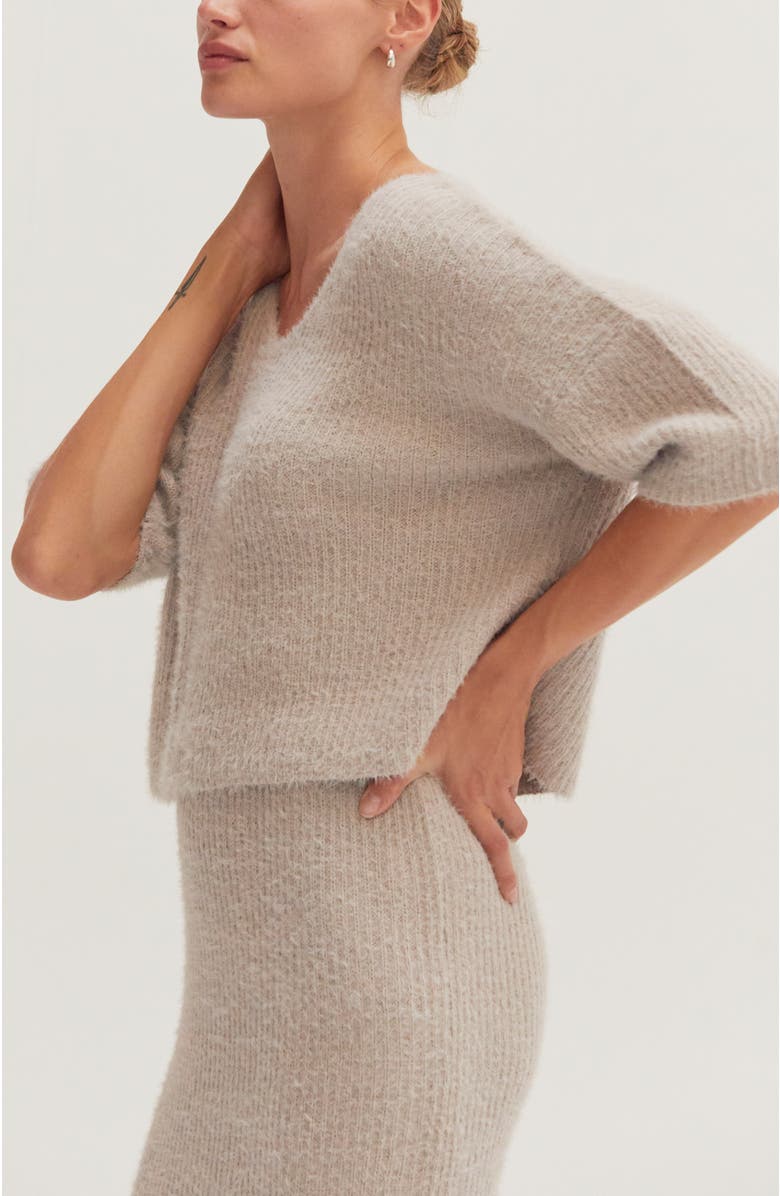 CRESCENT Fuzzy Top and Midi Skirt Set, Alternate, color, 