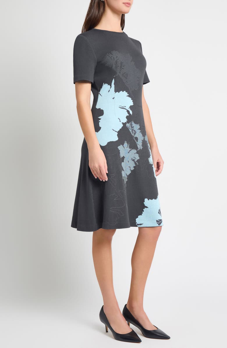 Ming Wang Abstract Floral A-Line Dress, Alternate, color, Dawn/ Granite