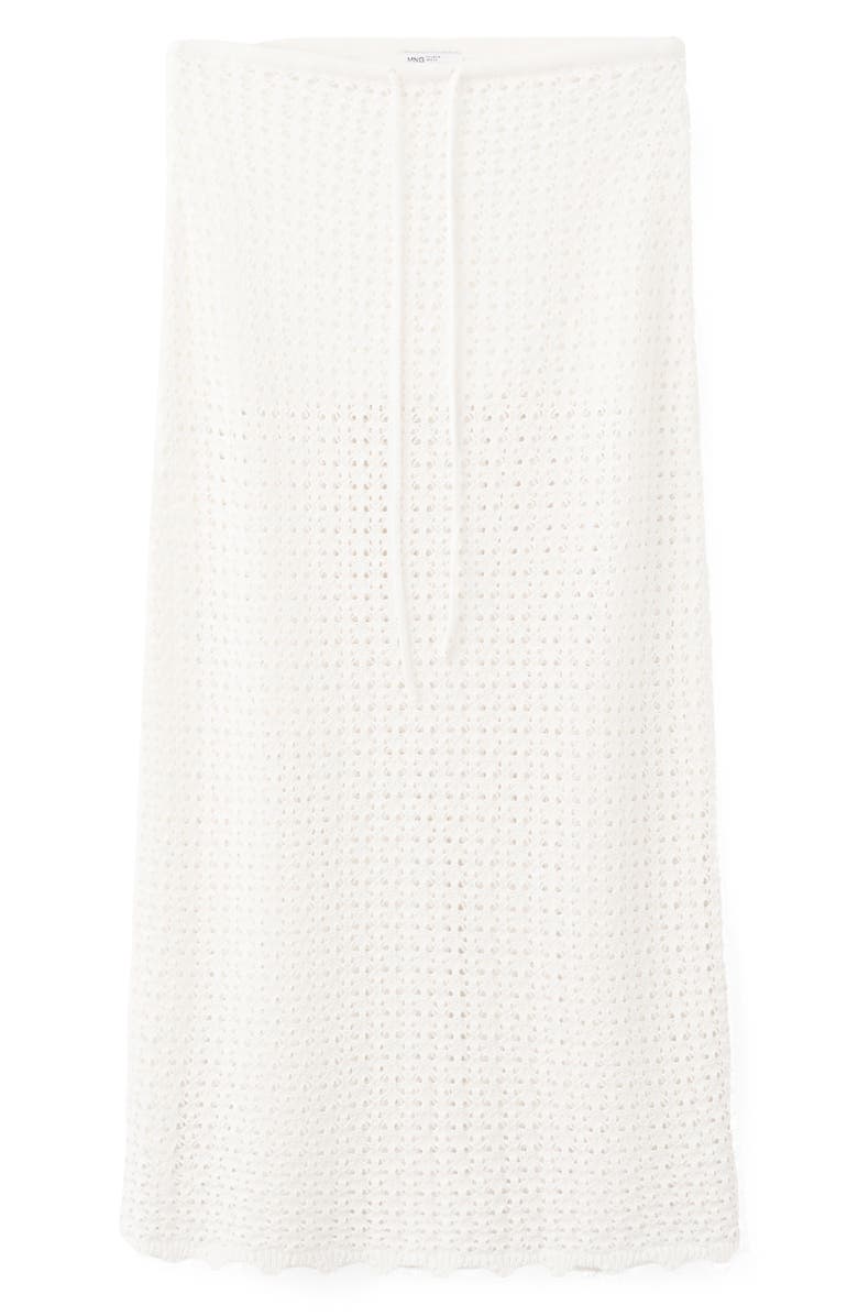 MANGO TEEN Cotton Open Stitch Knit Maxi Skirt, Main, color, White