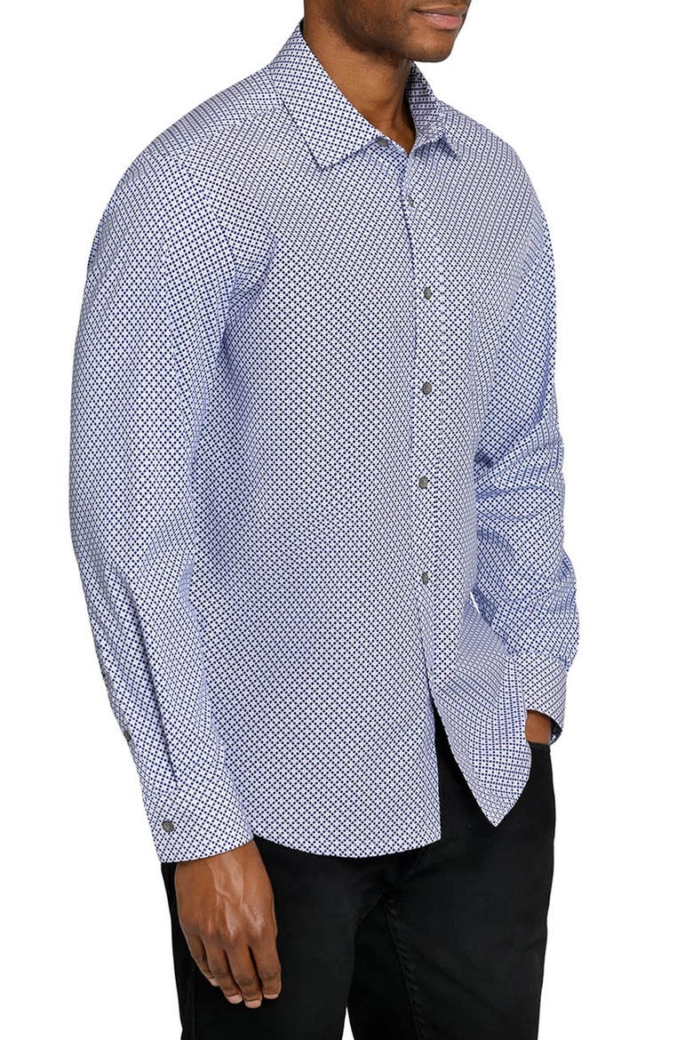 Diamond Dot Button Up Shirt, Alternate, color, NAVY
