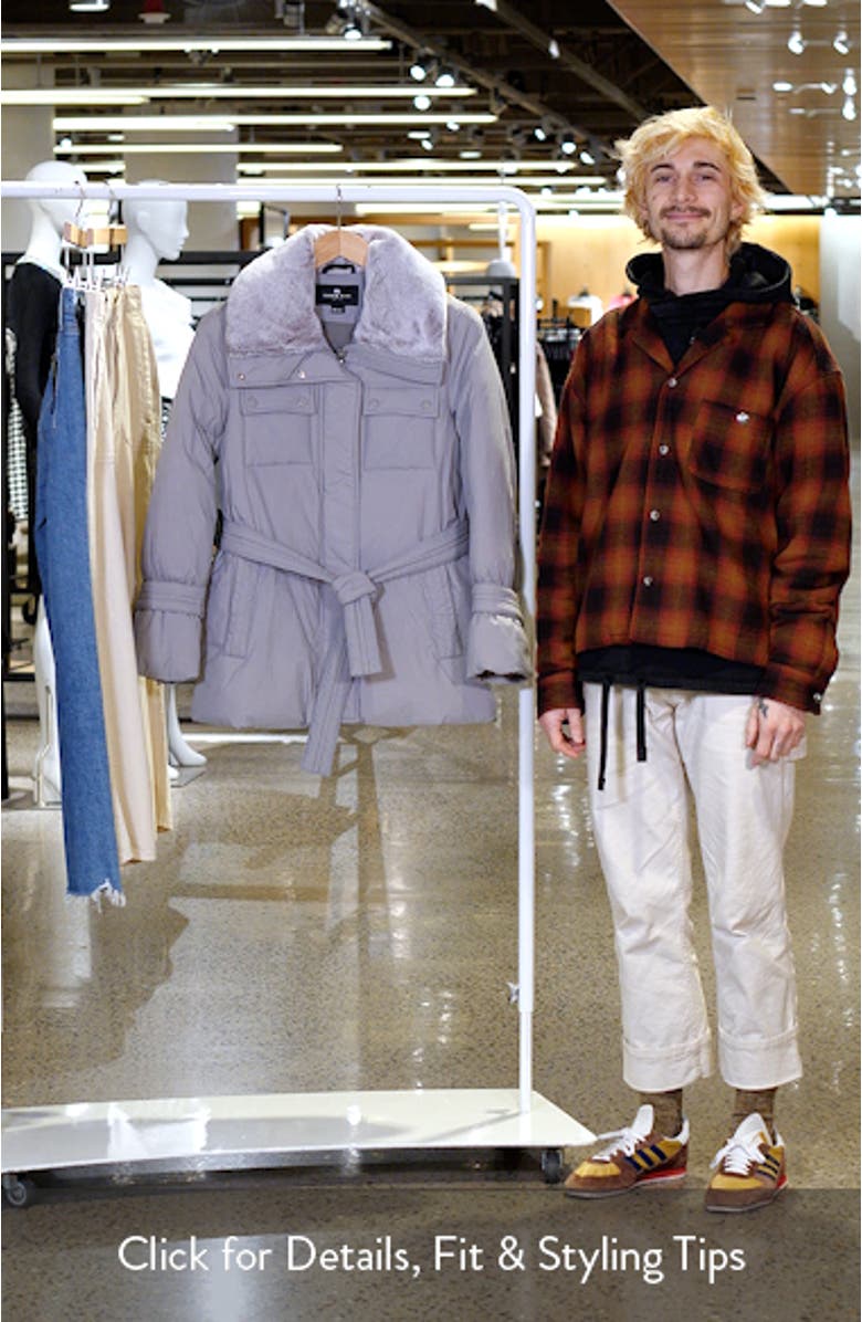 Laken Faux Fur Trim Belted Puffer Coat, sales video thumbnail