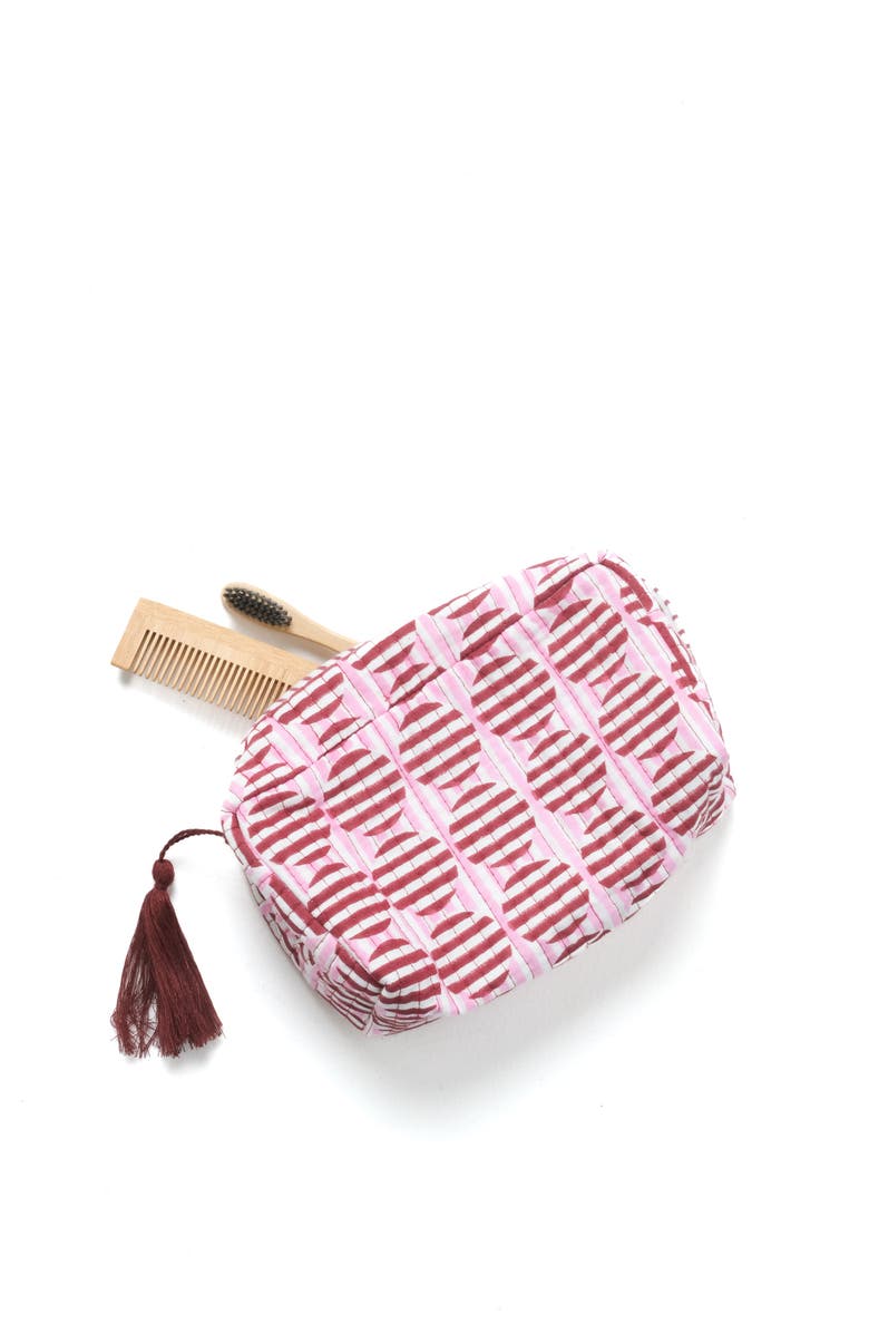 Inner Child Striped Circles Blockprint Makeup Bag - Set of 3, Alternate, color, Pink