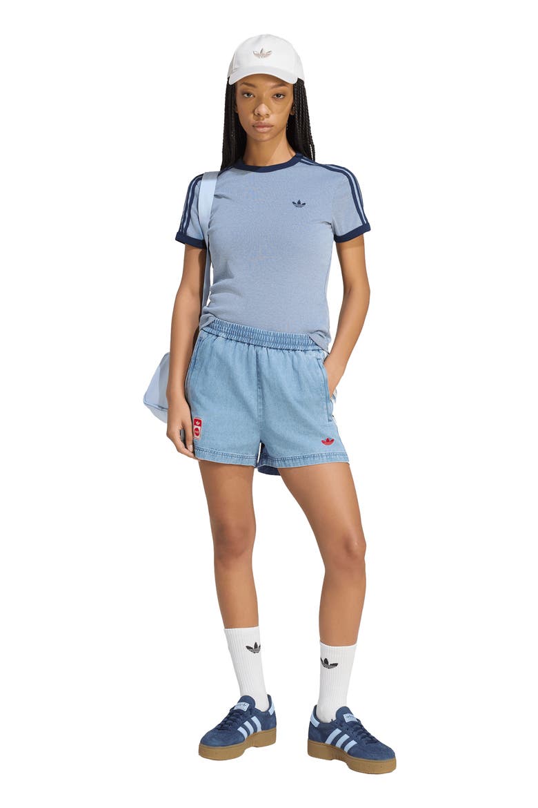 Striped Denim Shorts, Alternate, color, LIGHT BLUE