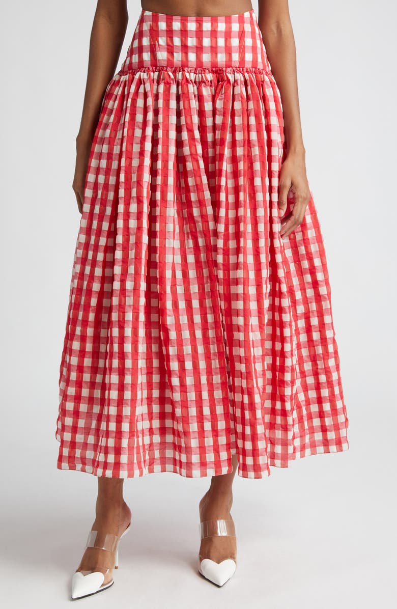 Alaïa VIchy Gingham Skirt, Main, color,