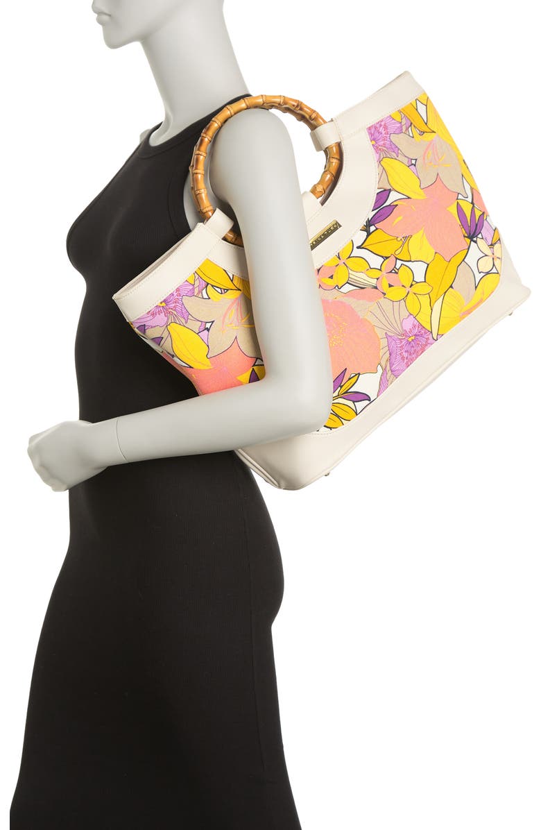 Trina Turk Canvas Bamboo-Textured Handle Tote Bag, Alternate, color,