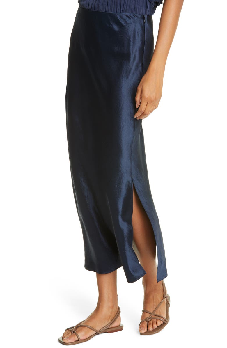 Vince Side Slit Satin Slip Skirt, Alternate, color, 