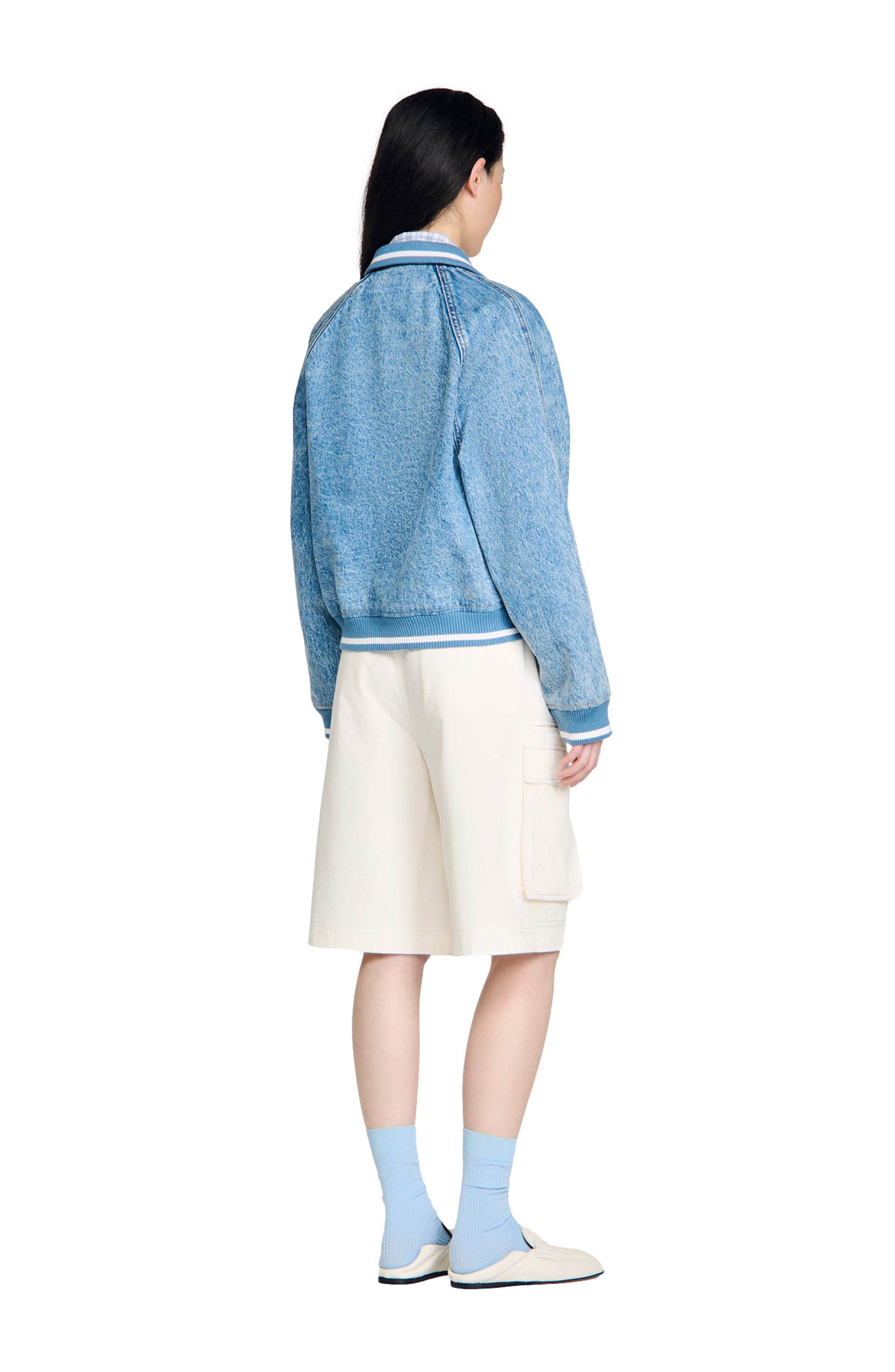 Rib-trimmed denim jacket - image 2