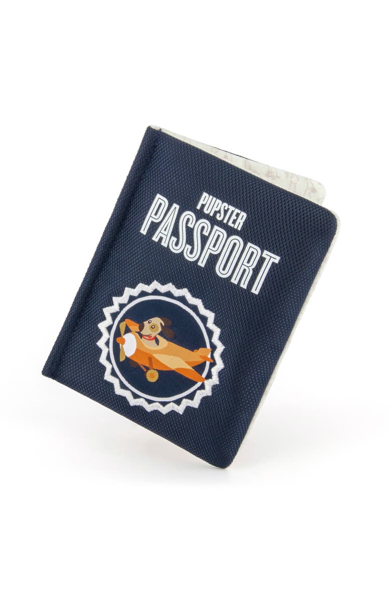 P.L.A.Y. Globetrotter Collection, Pupster Passport Plush Dog Toy, Main, color, Multicolored