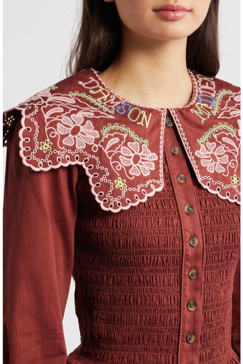 Fern Embroidered Top, Alternate, color, RUST