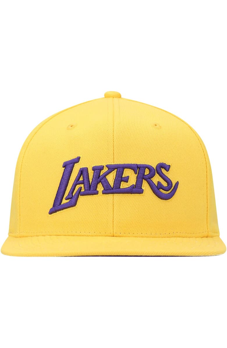 Mitchell & Ness Men's Mitchell & Ness Gold Los Angeles Lakers Hardwood Classics Tonal Snapback Hat, Alternate, color,
