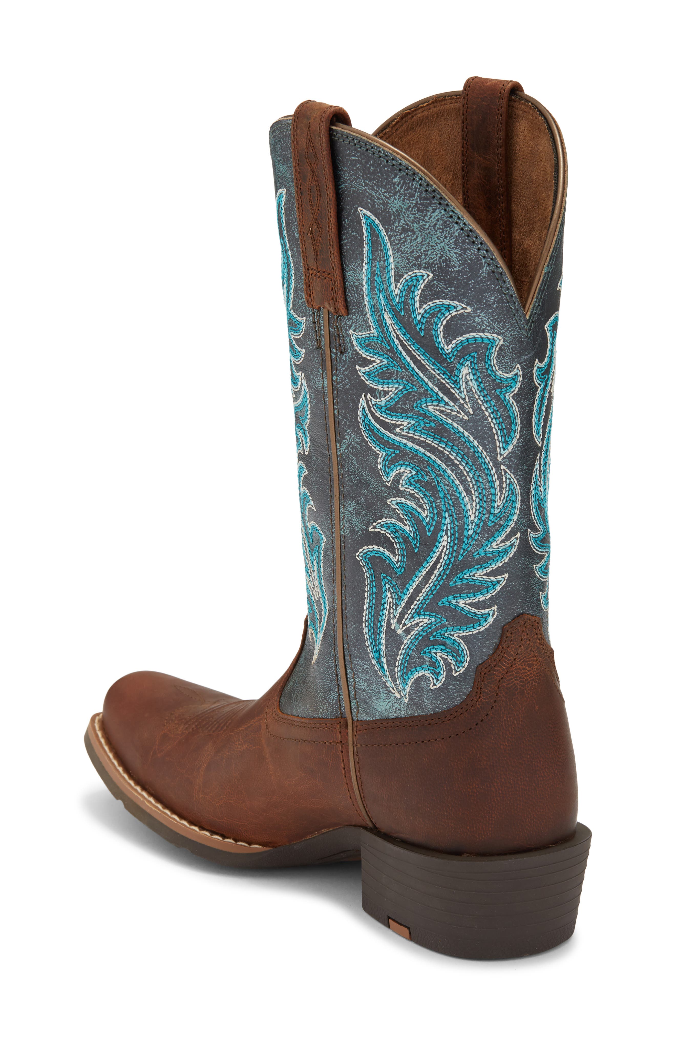 Round Up Narrow Cutter Toe Western Boot, Alternate, color, BROWN/BLUE