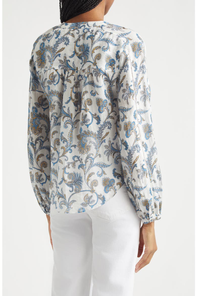 Soleil Paisley Print Button-Up Top, Alternate, color, DOVE MULTI