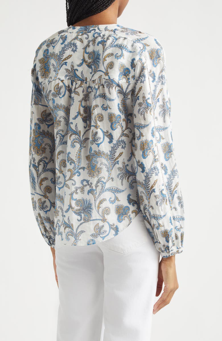 Veronica Beard Soleil Paisley Print Button-Up Top, Alternate, color, Dove Multi