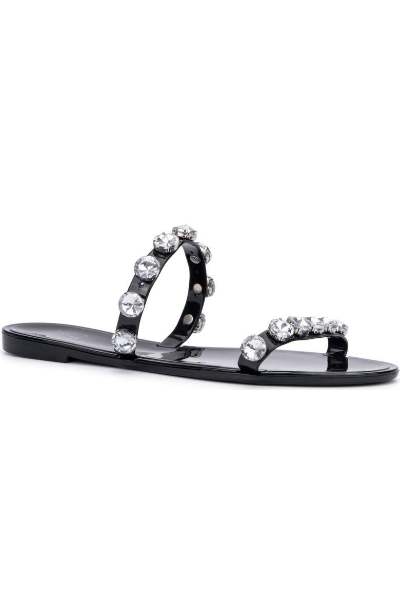 NEW YORK AND COMPANY Chava Rhinestone Jelly Sandal, Main, color, Black