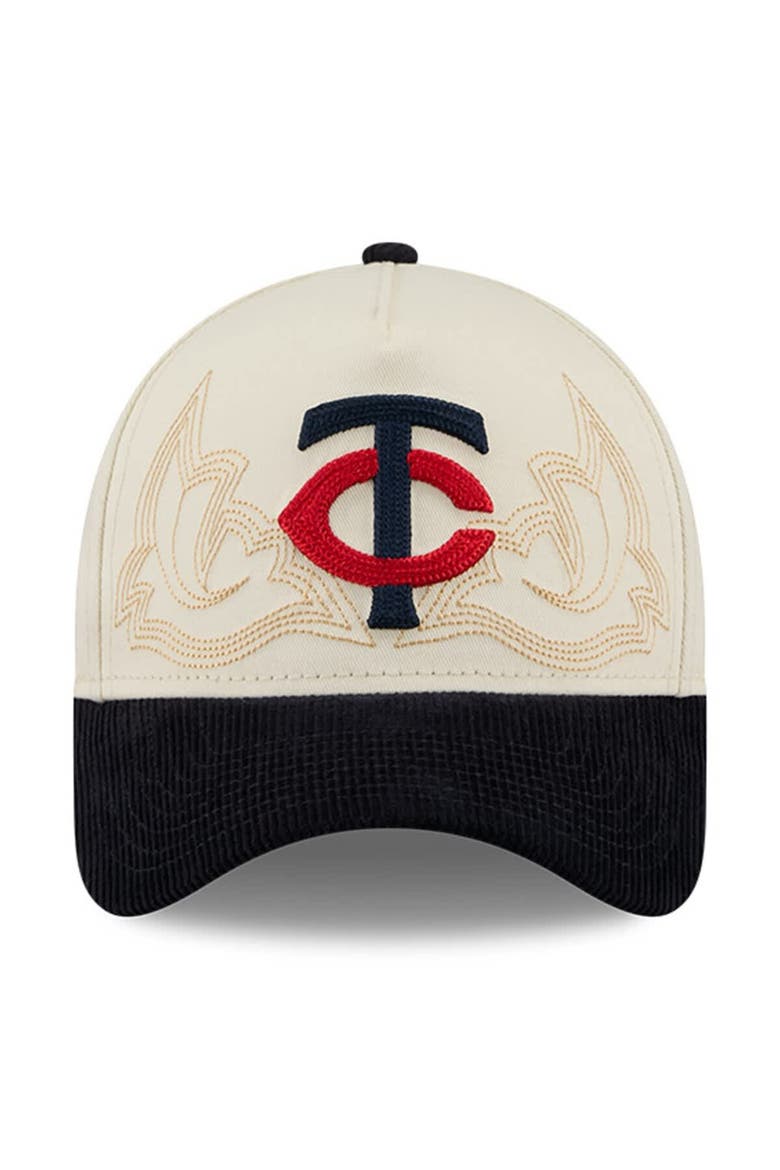 Men's New Era Stone Minnesota Twins Western Stitch 9FORTY A-Frame Adjustable Hat, Alternate, color, Stone