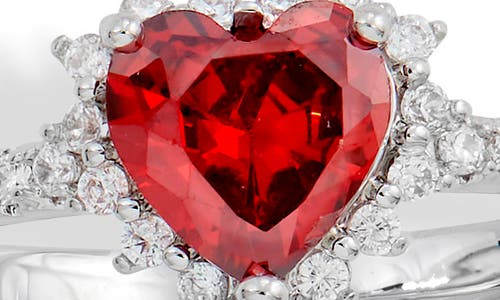 Savvy Cie Jewels Mini Cubic Zirconia Heart Halo Ring In Silver