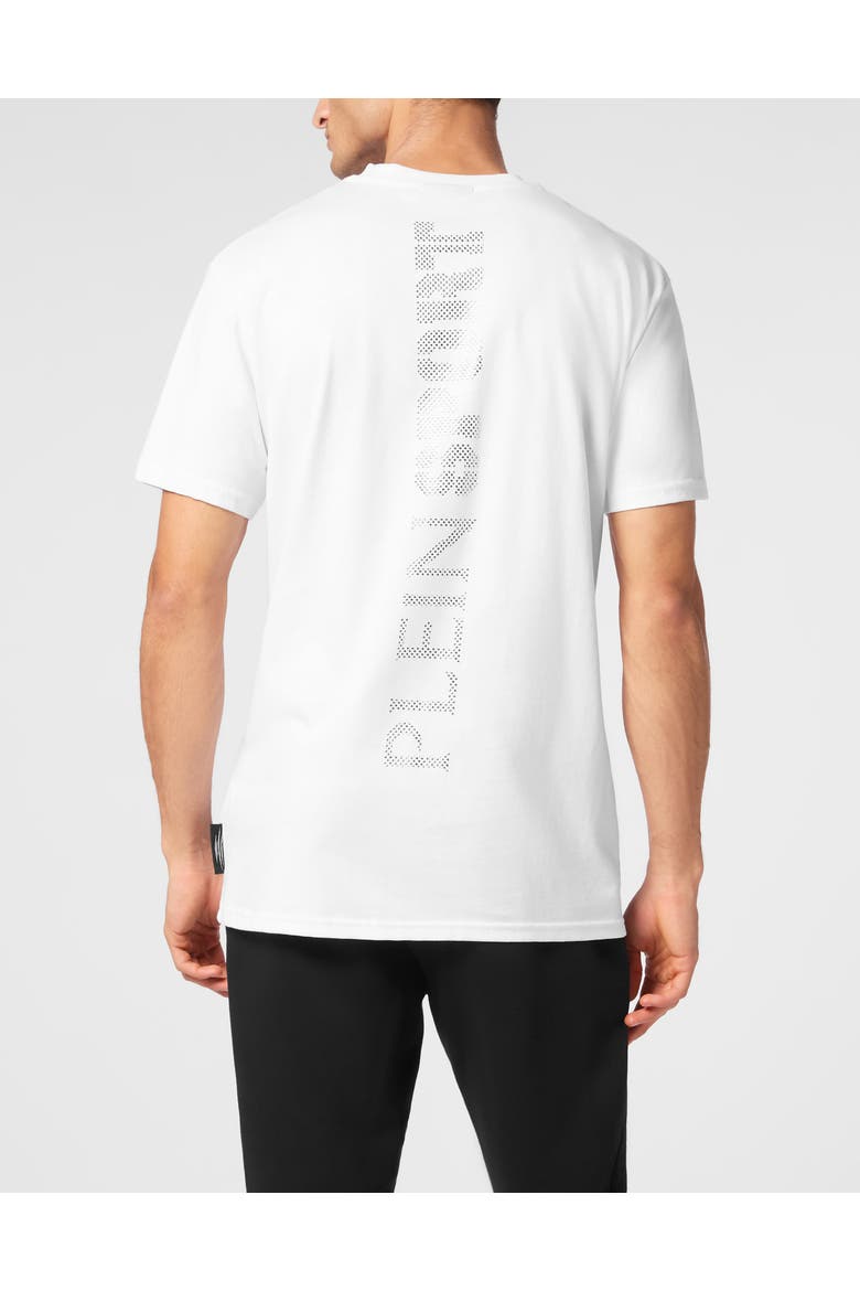 Cotton T-Shirt Round Neck Ss Lamina Scratch Men, Alternate, color, white/silver