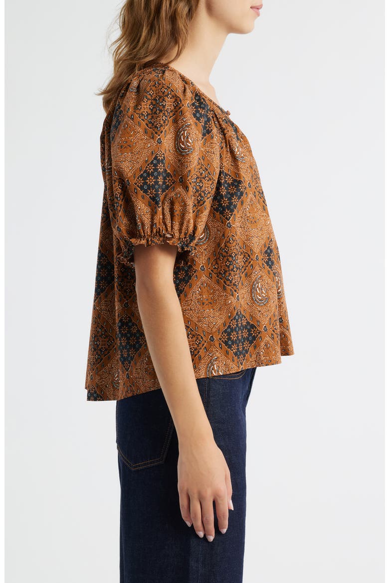 The Moorland Puff Sleeve Top, Alternate, color, GEO BANDANA PRINT