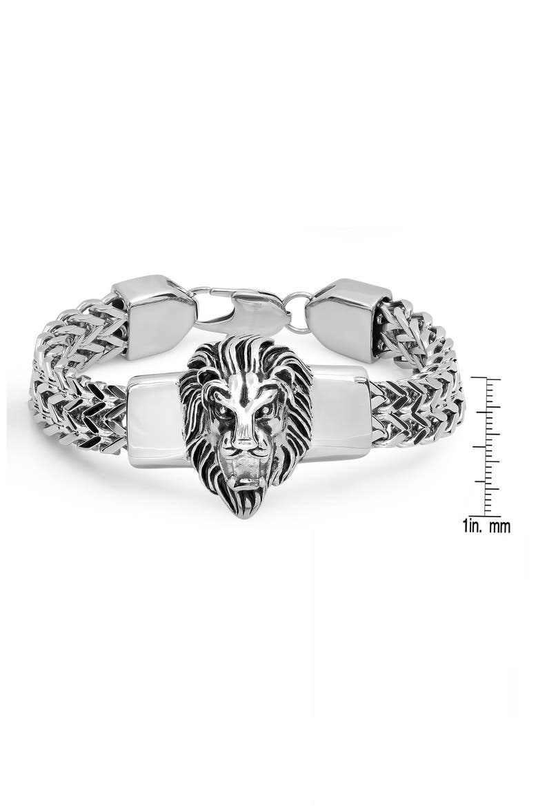 Lion Head Station Bracelet, Alternate, color, METALLIC
