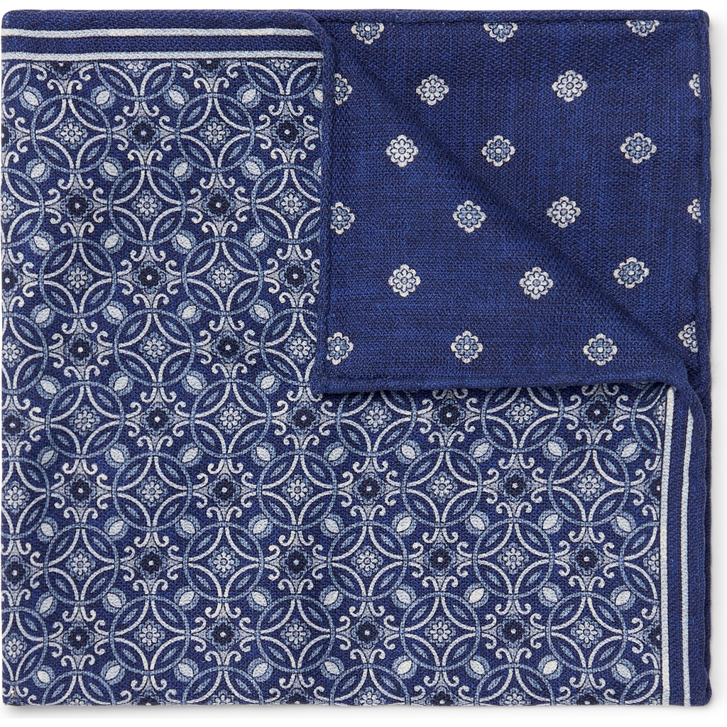 Brunello Cucinelli Double-face Pocket Square In Blue