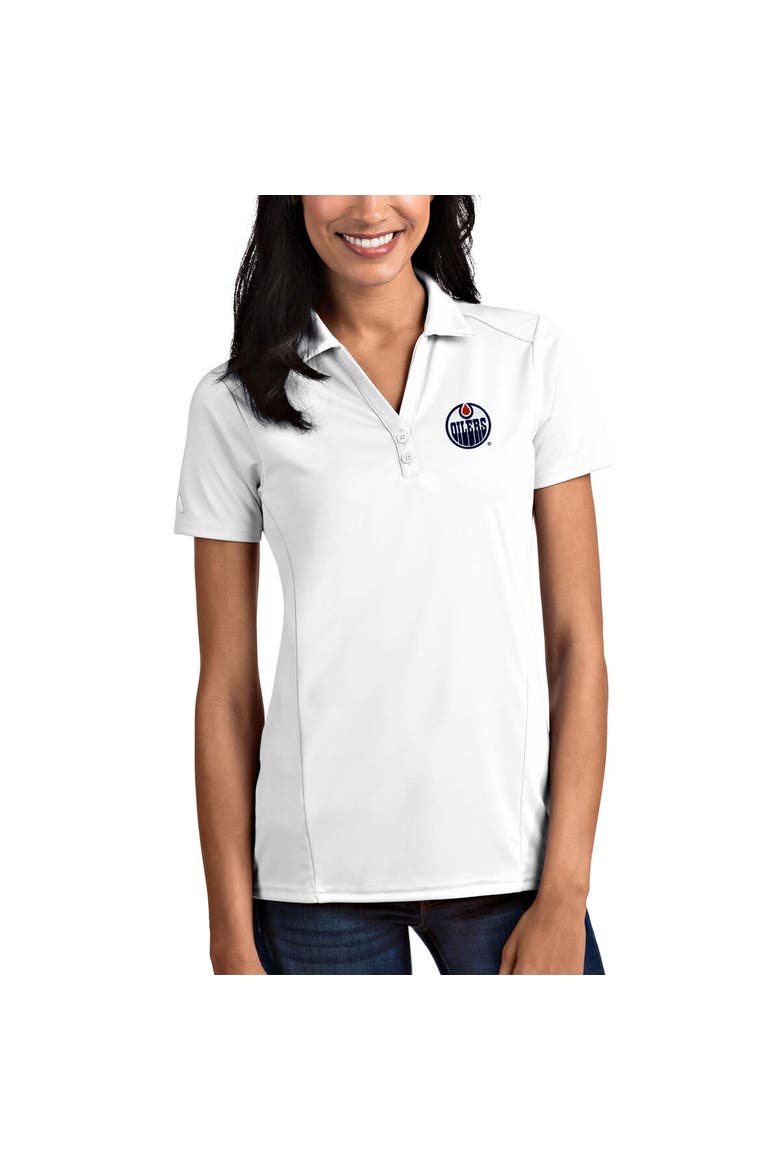 Women's Antigua White Edmonton Oilers Tribute Polo, Main, color, White
