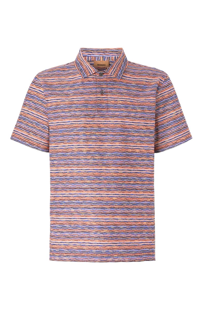Missoni Short Sleeve Polo In Flame Jersey, Alternate, color, Red & Blue