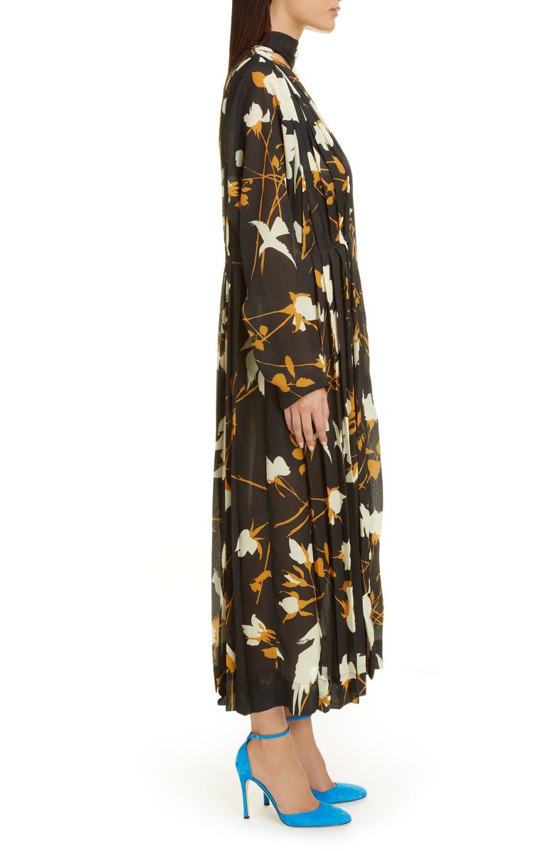 Victoria Beckham Scarf Neck Floral Long Sleeve Midi Dress, Alternate, color,