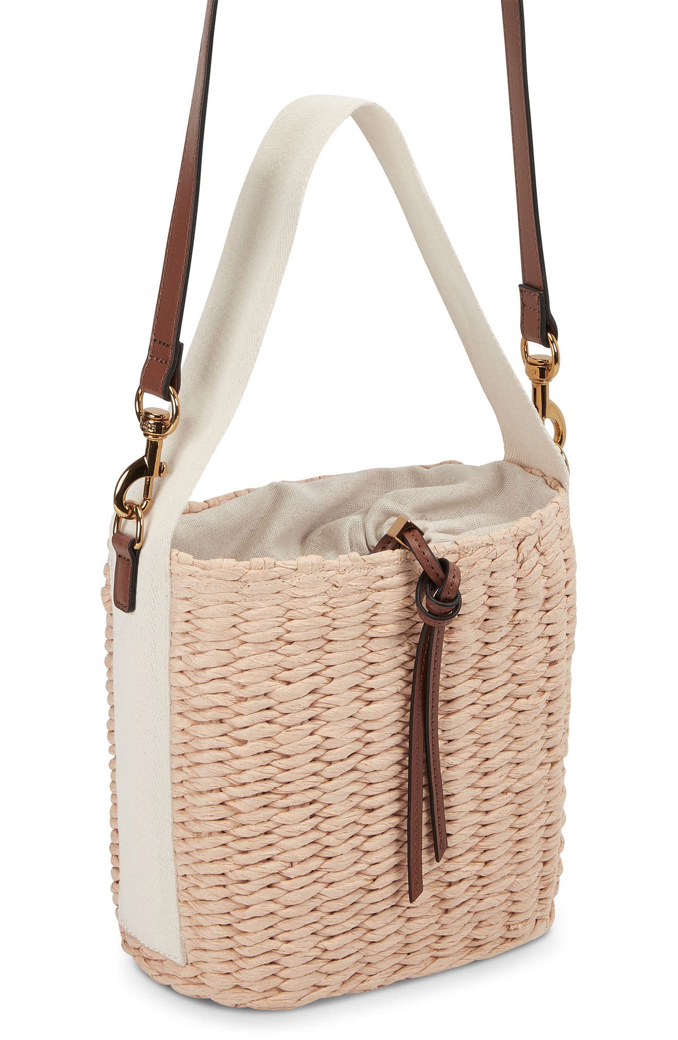 Vince Camuto Sloane Straw Bucket Bag, Alternate, color, 