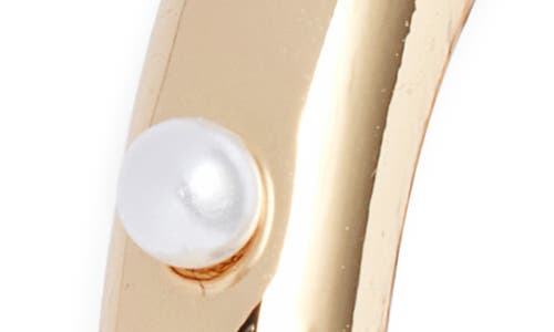 Open Edit Cultured Pearl Studded Hoop Earrings In Gold
