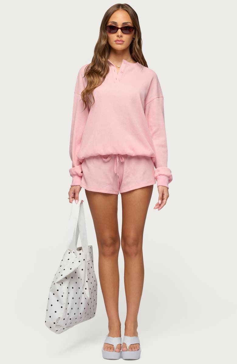 EDIKTED Baila Waffle Knit Shorts, Alternate, color,