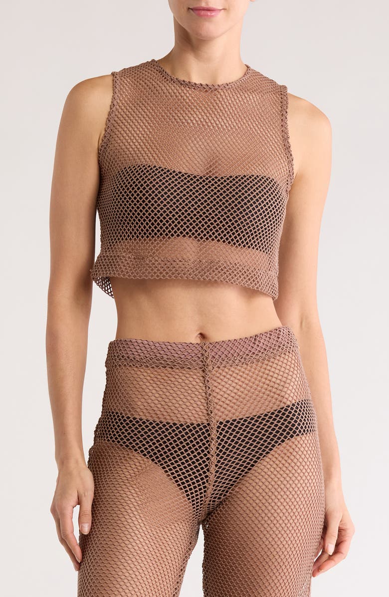 BOAMAR Filua Mesh Crop Top, Main, color, Coffee